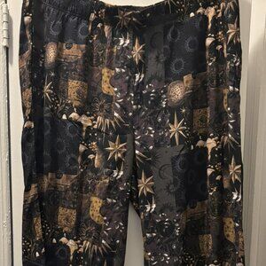Cosmic Aura Celestial Patchwork Print Lounge Pants + Size NWOT
